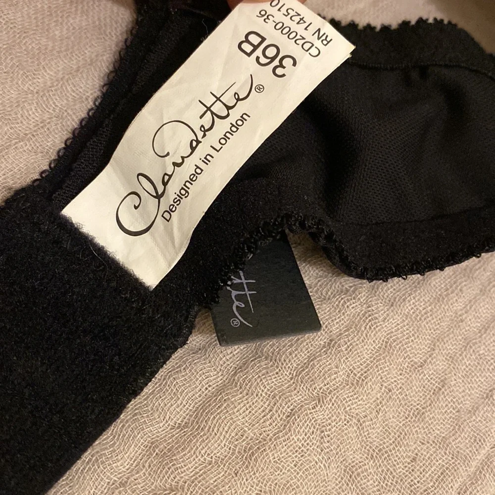 CLAUDETTE Dessie’s Full Coverage Elegant Black Sheer Bra. Size 36B . New